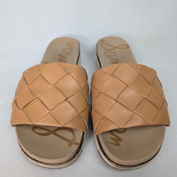 Sam Edelman Adaley Leather Platform Slide Sandals Woven - Picture 4 of 12